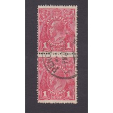 Australian    King George V    1d Red   Single Crown WMK  2nd State Vertical Pair Plate Variety 5/13-19